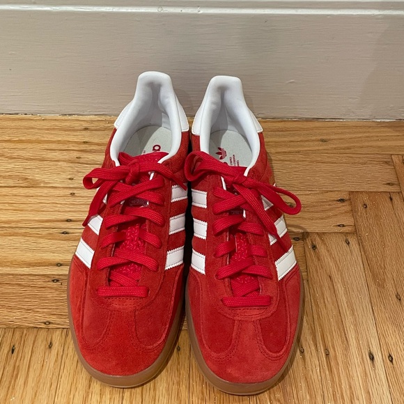 Adidas Red and White Gazelle Sneakers - Picture 2 of 5